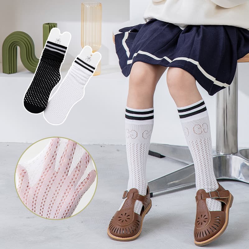 Children's mid-calf socks spring and summer thin mesh boys and girls baby calf socks student football socks school uniform socks