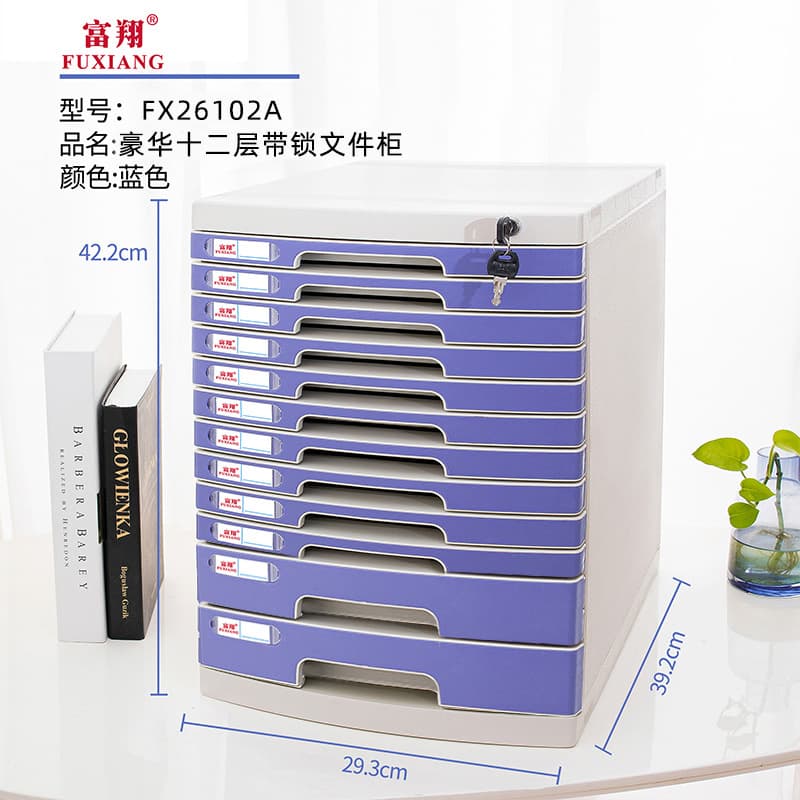 Fuxiang FX26102A 12-drawer lockable filing cabinet for office use, providing privacy and desktop storage.