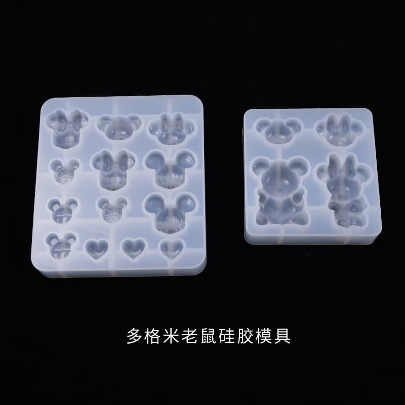 Factory Stock DIY Crystal Epoxy Cute Cartoon Mouse Bear Pendant Charm Whole Sheet Silicone Mold