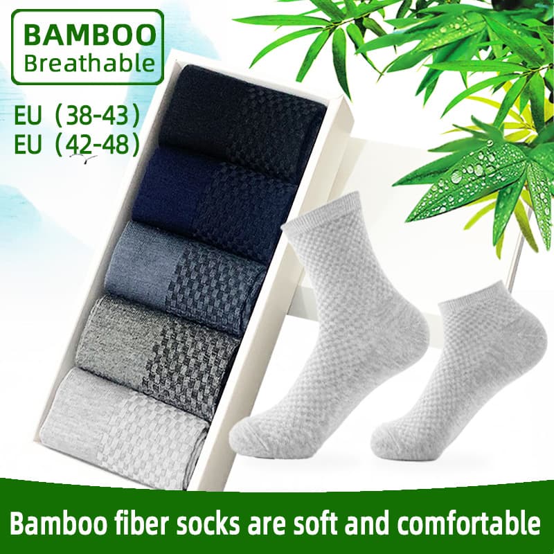 Cross-Border Plus-Size Bamboo Fiber Socks, Mid-Calf Men's Socks, Breathable and Sweat-Absorbent for All Seasons, Business Black Long Socks, Wholesale from Manufacturer