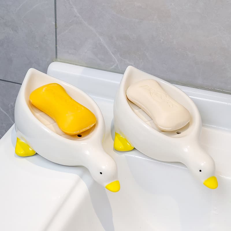 Ruijie genuine ceramic soap box creative cute bathroom household soap dish holder anti-water accumulation sink soap box