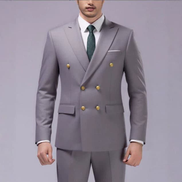 Double-Breasted Men's Suit Set Premium Business Formal Casual Twill Suit Office Two-Piece