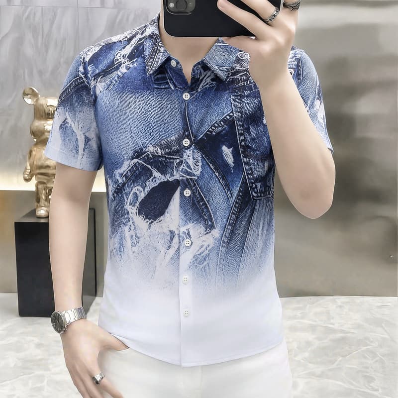 Trendy and Stylish Printed Men's Shirts, Summer Fashion Handsome Men's Short-Sleeved Shirts, Versatile Casual Shirts for Men