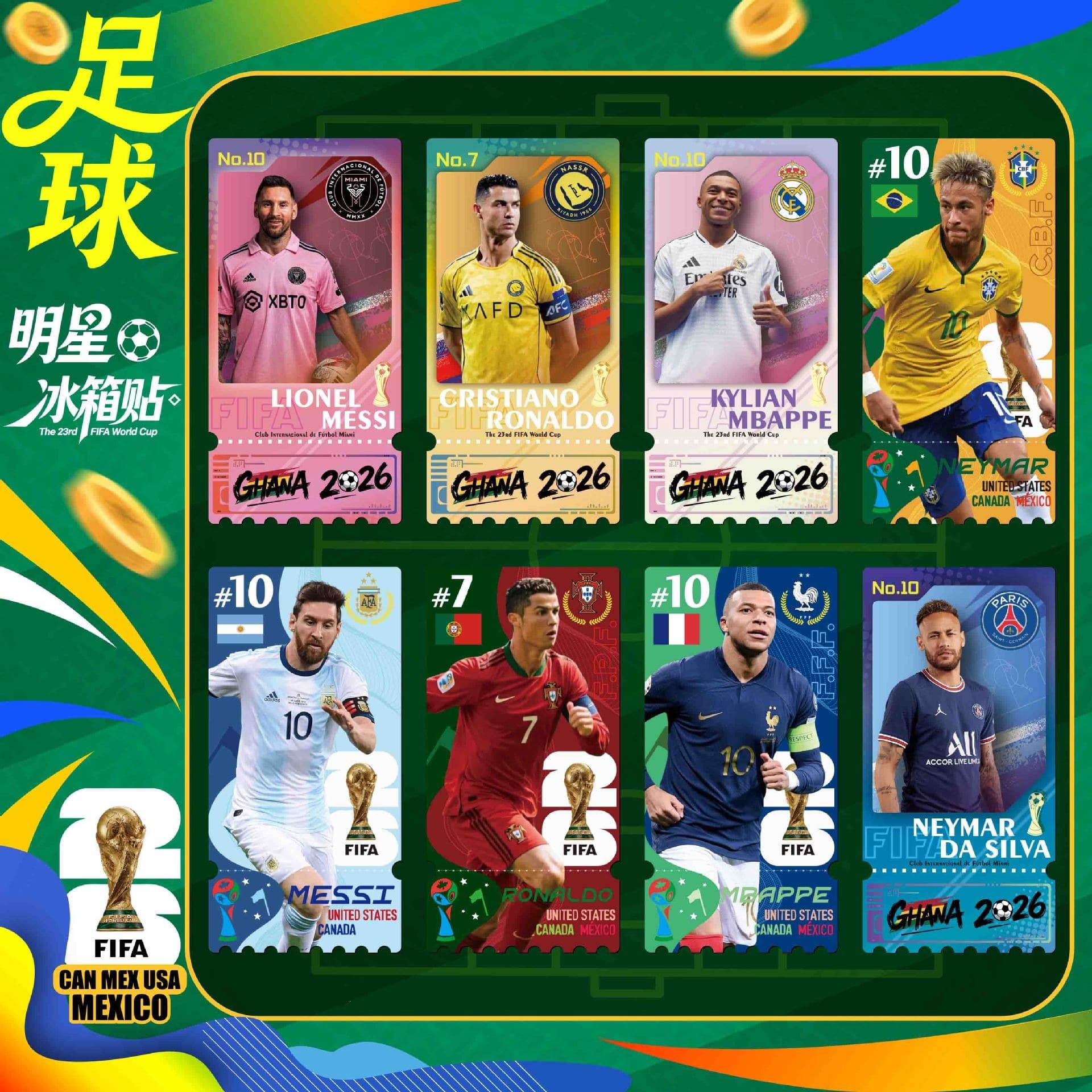 [Football star acrylic carved refrigerator magnet] Cristiano Ronaldo, Messi and Ronaldo fan peripherals can be made into D