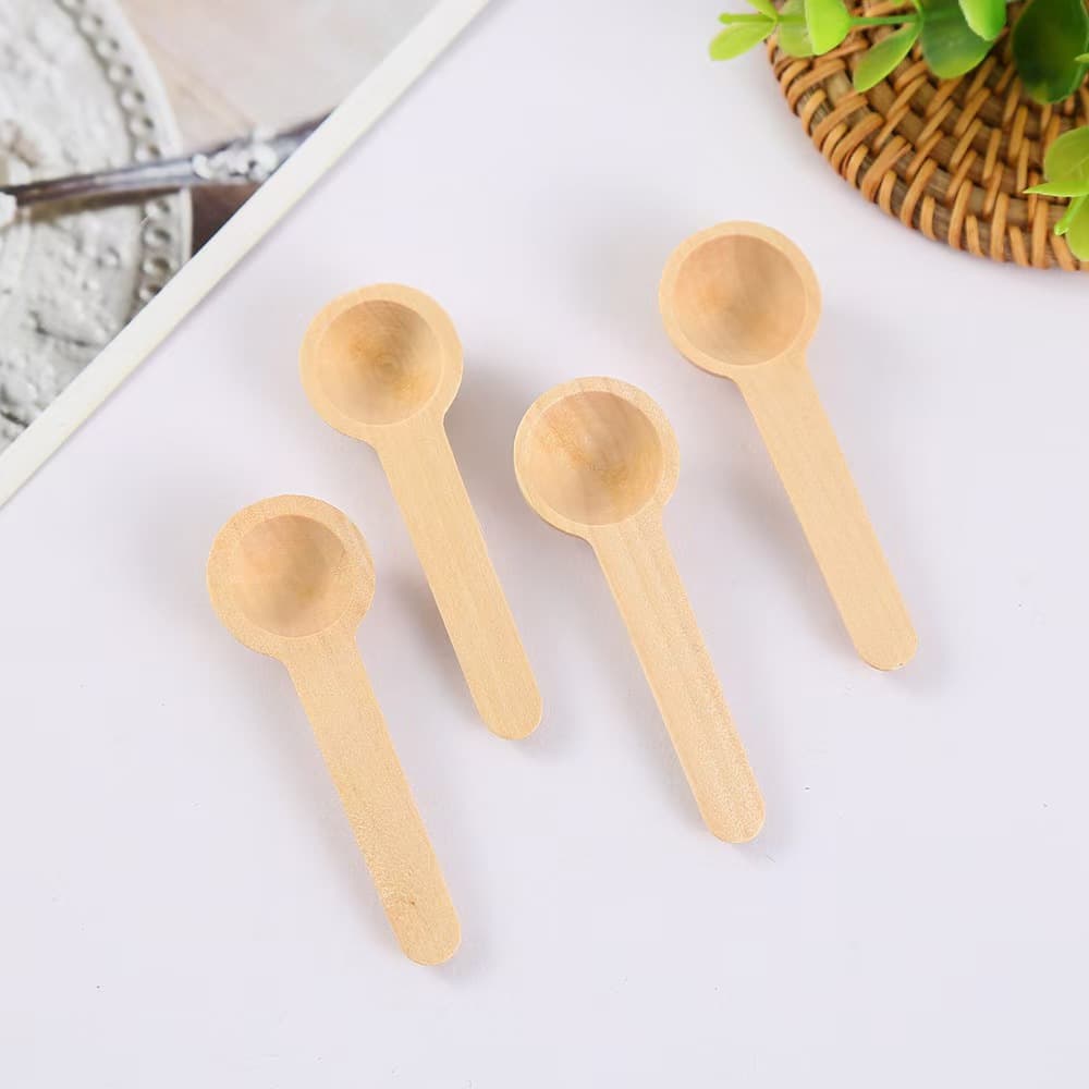 Factory Stock Short Handle Small Wooden Spoon Baby Spoon Milk Powder Spoon Mini Spoon Seasoning Spoon Coffee Spoon Powder Spoon