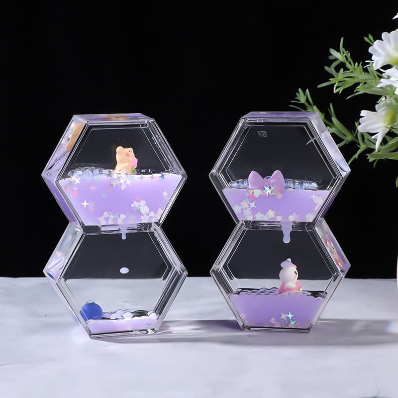 Creative Cute Transparent Oil Timer Desktop Mini Ornament Stress Relief Item Water Drop Liquid Hourglass Gift Birthday Present