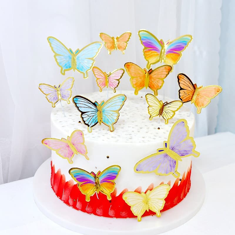 Foil Cake Decorations Trendy Ins Style Fairy Butterfly Birthday Cake Topper Office Culture Triangle Flag Hanging Flag Pull