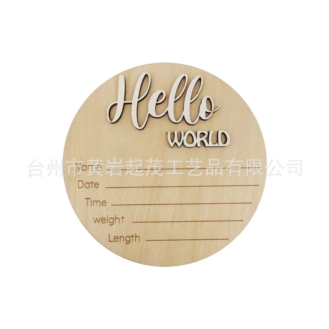 New Cross-Border 3D Ornament Baby Best-Selling Hanging Decoration Newborn Baptism Wooden Round Notice Board