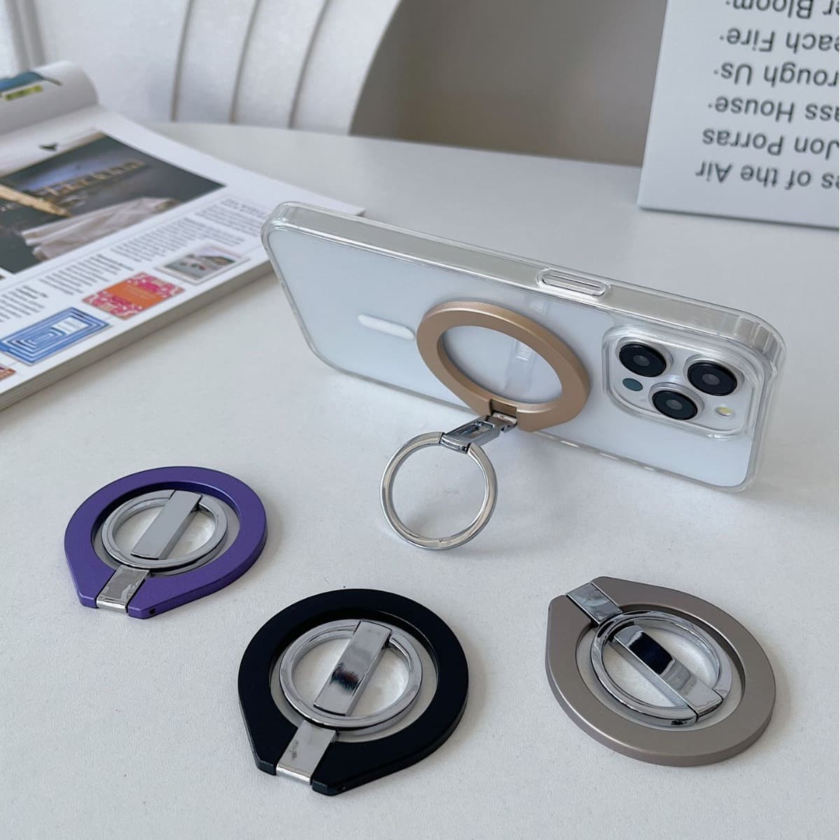 Compatible with Apple MagSafe Magnetic Metal Back Sticker, Ultra-Thin Magnetic Phone Grip Metal Ring, Strong Magnet