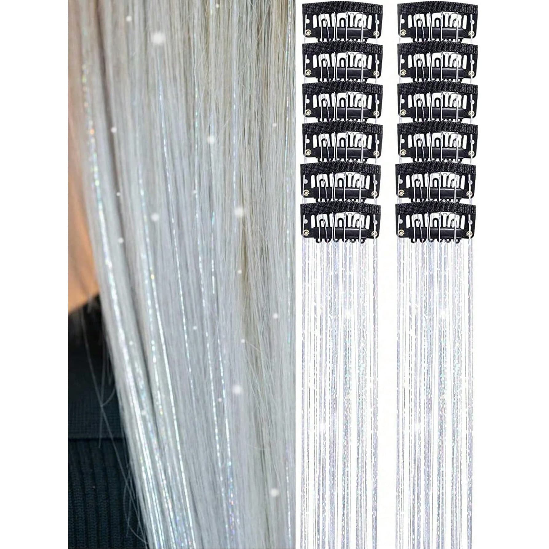 European and American Hair Extension 12-Piece Laser Gold Glitter Ribbon Straight Hair Weft Dyed Simulation Hair