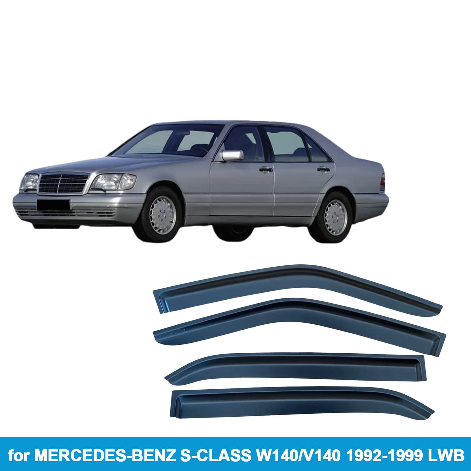 Compatible with Mercedes-Benz S-Class W140 V140 92-99 LWB Window Visors Side Window Deflectors