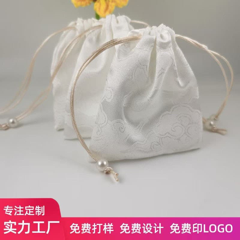 Factory new custom high-end cloud pattern drawstring bags, earphone dust-proof storage pouches, souvenir gift small fabric bags