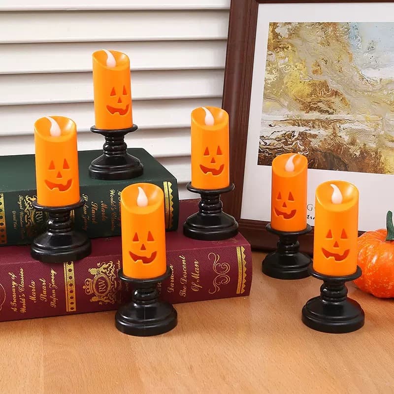Halloween Pumpkin Lantern, New Decorative Candle Holder, LED Electronic Candle Lamp, Creative Oil Lamp Ornament, Night Light
