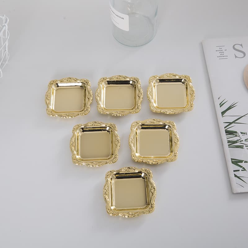 Factory Direct Plastic Electroplated Small Square Tray, Electroplated Plastic Tray, Silver Tray, Square Tray, Small Plate