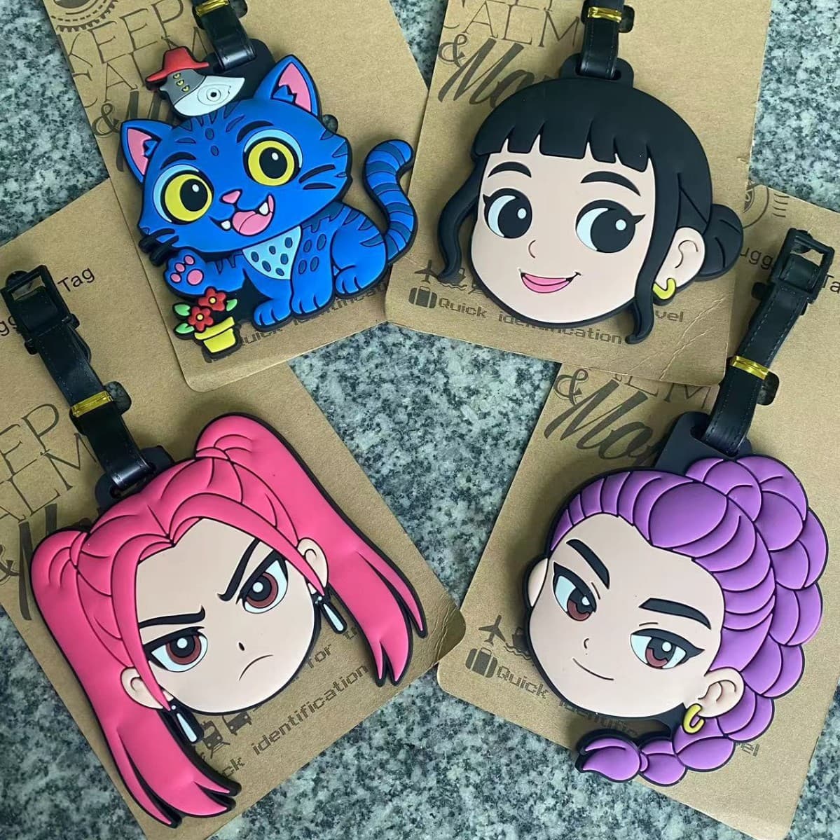 Cartoon K-POP Witch Hunters luggage tag, travel bag identification tag, checked boarding pass, PVC soft rubber tag