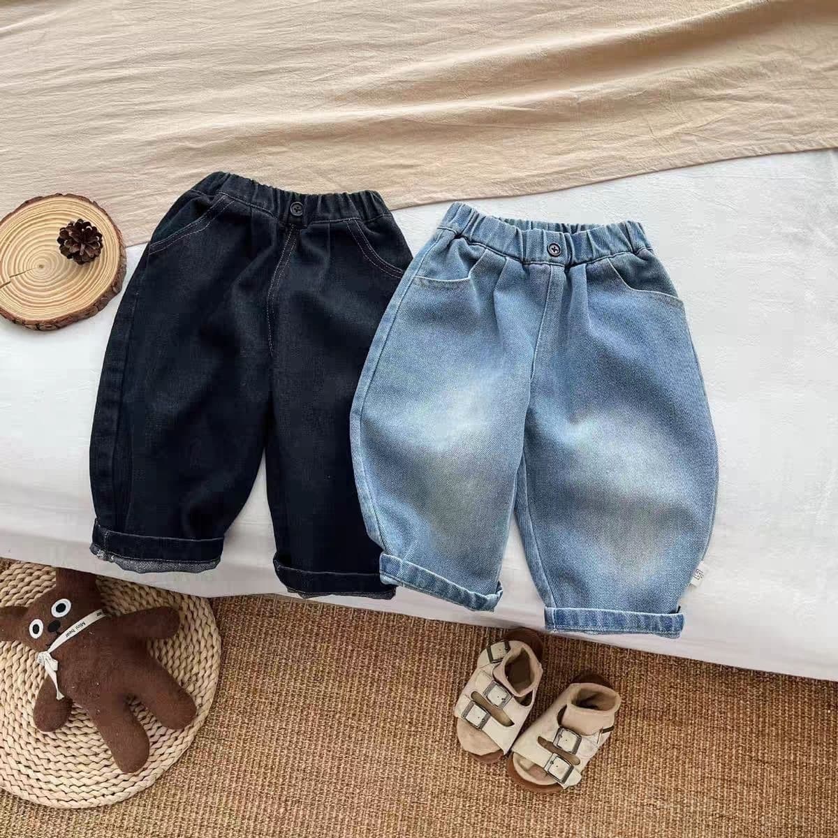 Korean Kids' Wear 2025 New Style Stylish Versatile Casual Denim Long Pants Trendy Solid Color Pants New Spring/Autumn
