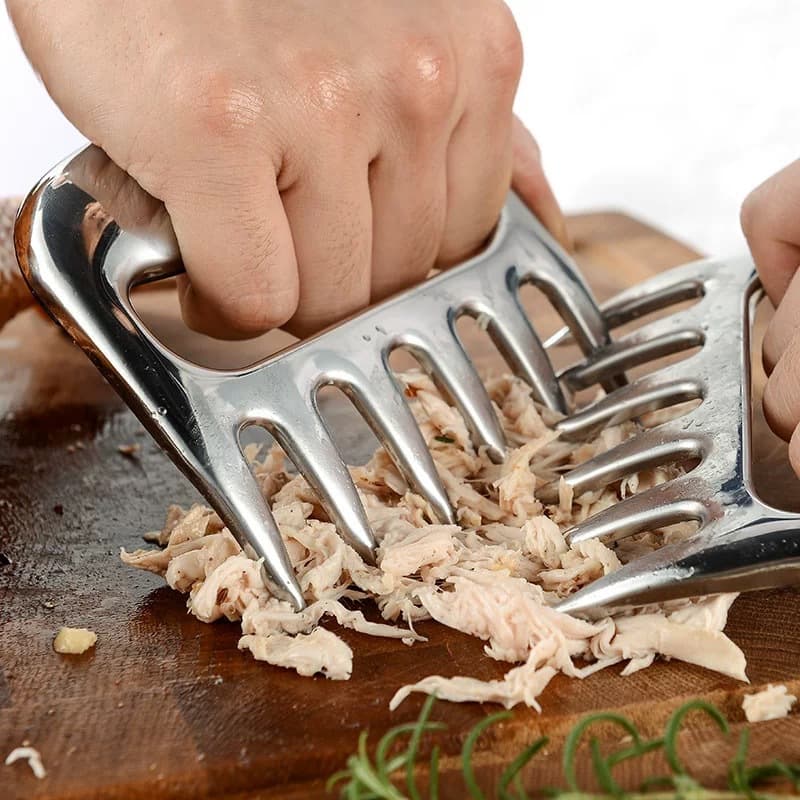 Stainless Steel Separator, BBQ Bear Claw Hand-Pull Meat Shredder, Outdoor Cooked Food Tearing Tool with Thickened Fork