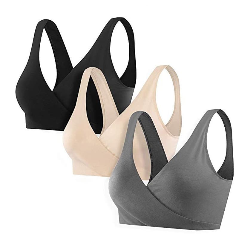 Wire-free underwear bra cross pregnancy breastfeeding sleep maternity bra postpartum mother style breathable with breast pads
