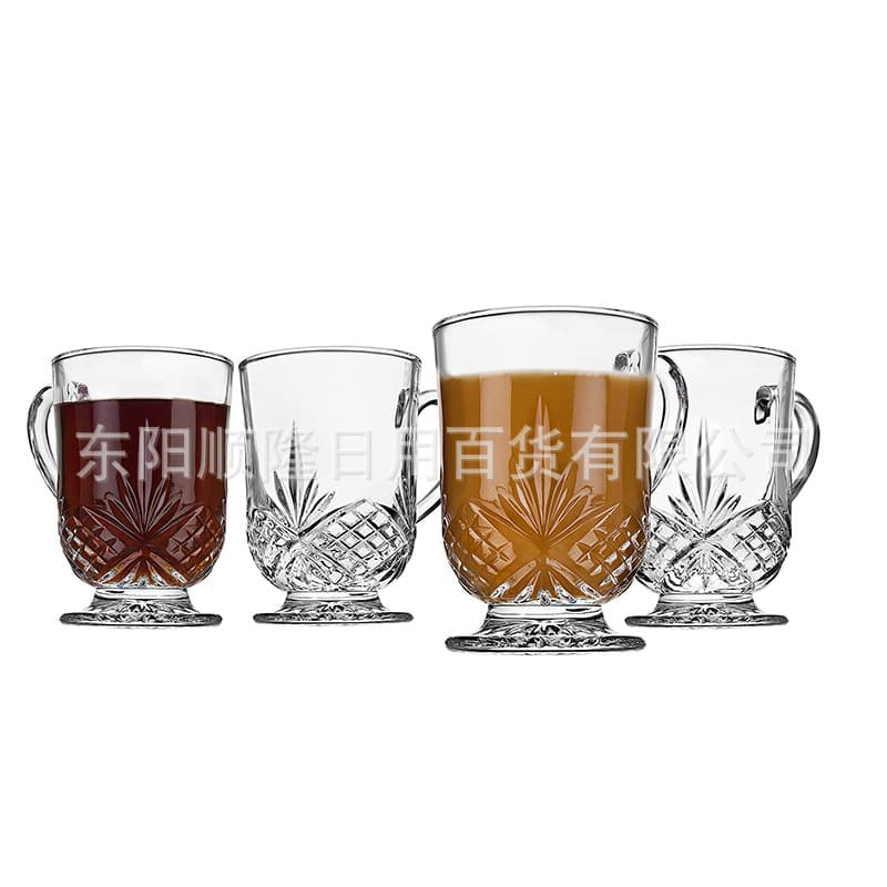 Godinger Coffee Mugs Dublin Crystal Glass Classic Coffee Cup Set Tea Mugs