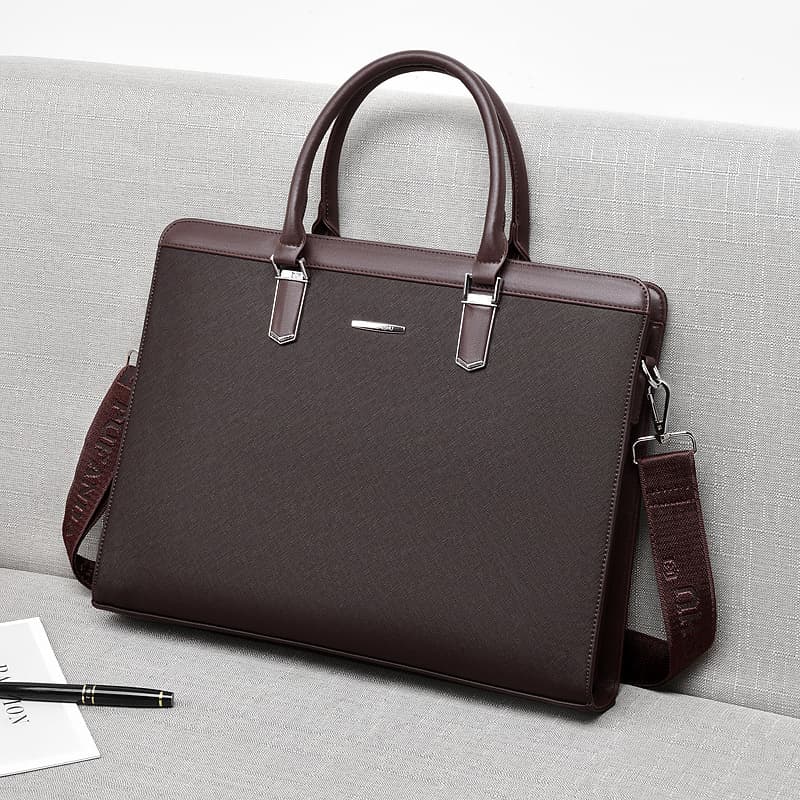 Cross-border new retro simple men's handbag horizontal style business briefcase men's computer bag file bag wholesale