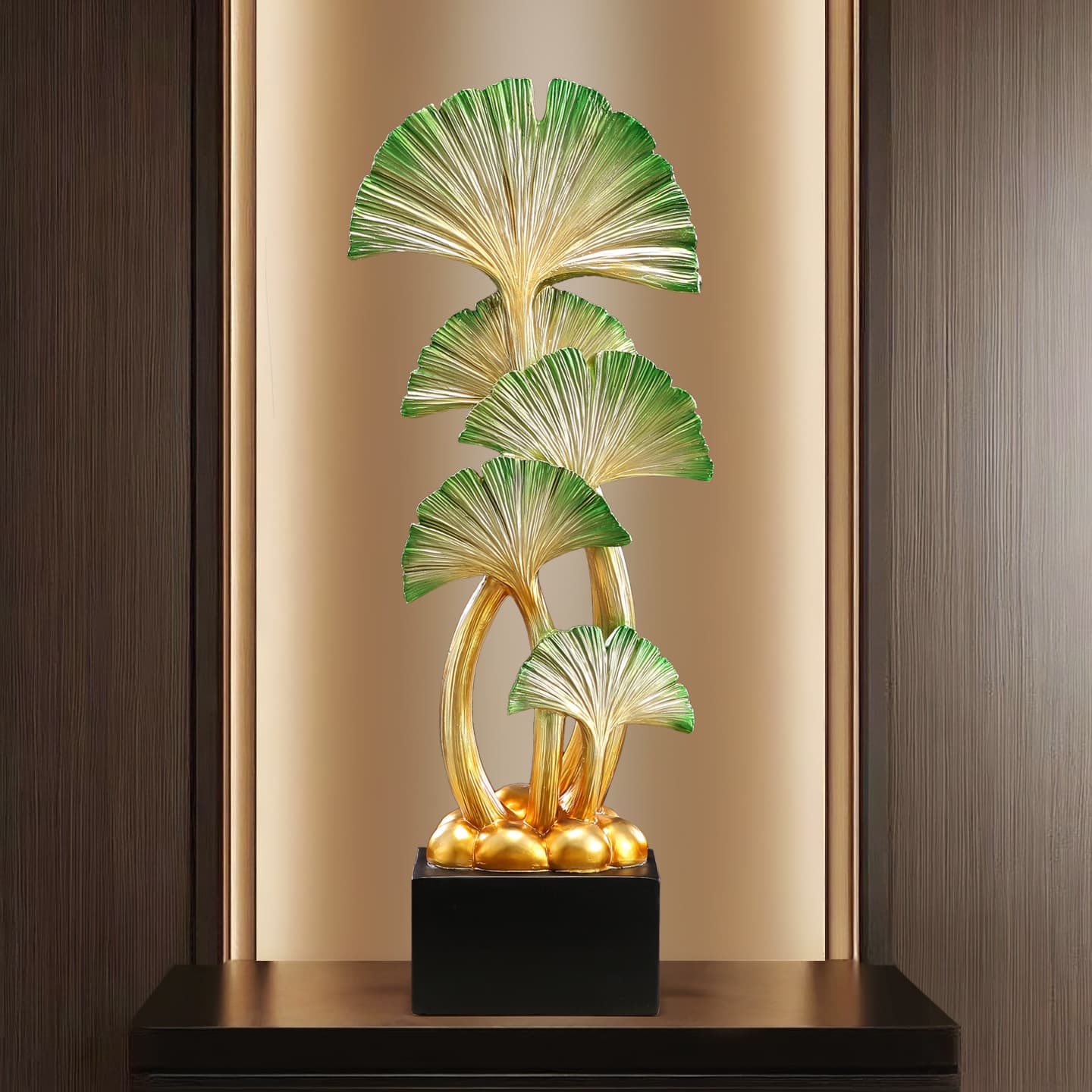 Large Leaf Ginkgo Decorative Ornament for Living Room, Entryway, Premium Craft Gift for Housewarming or Business Opening