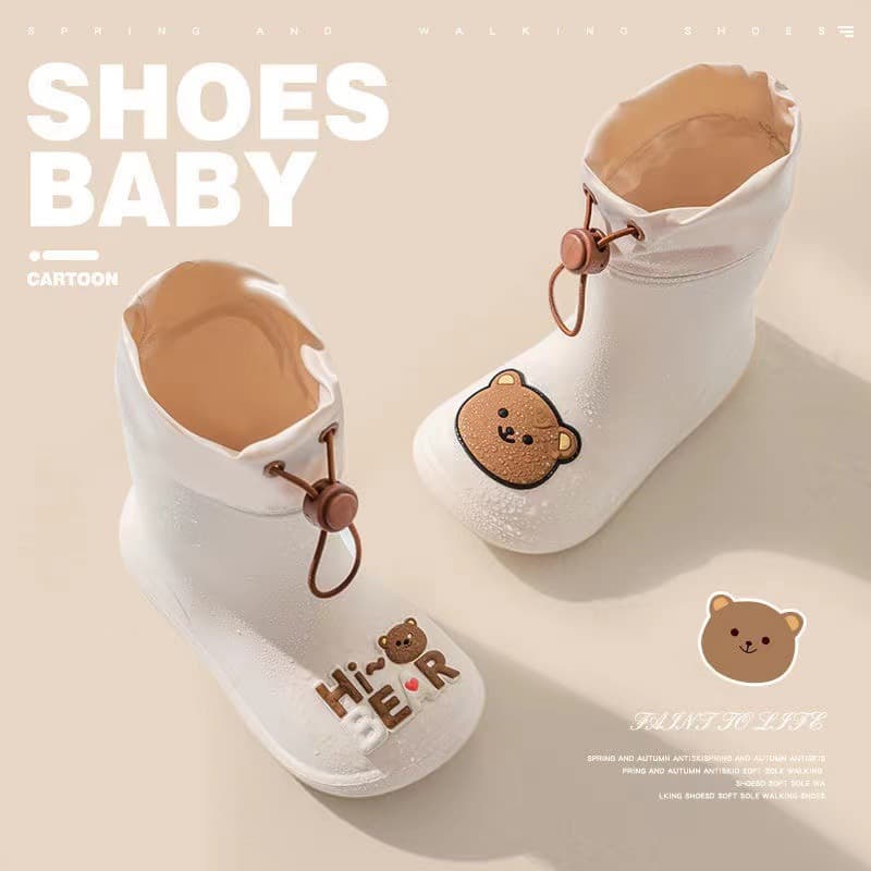 Children's Rain Boots for Boys, Girls, and Toddlers, Anti-slip Drawstring Waterproof Rain Boots with Inner Cotton Lining