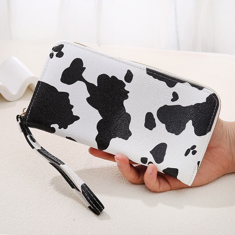 2025 New Women's Wallet Fashion Cow Print Long Zipper Large Capacity Single Zip Phone Wallet