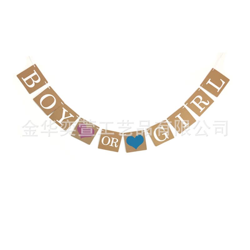 BOY OR GIRL Gender Reveal Baby Kids Baby Shower Kraft Paper Letter Birthday Banner