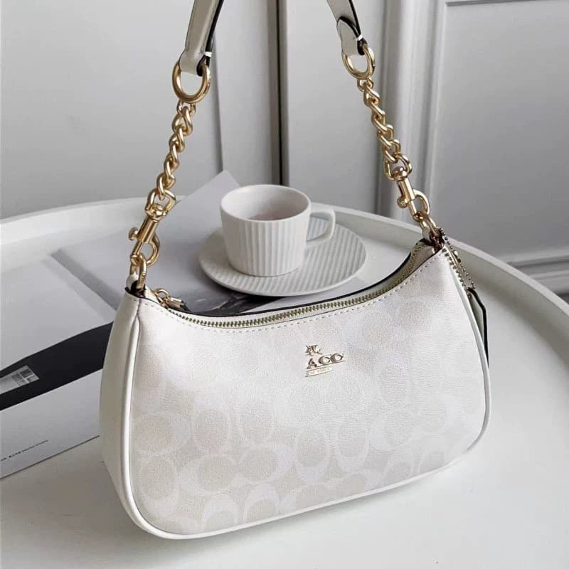 Koujia New Genuine Leather LV Tote Bag for Women Teri Crescent Underarm Bag Chain Mahjong Bag Zipper Shoulder Bag
