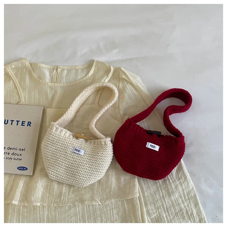 Autumn Winter Ins Handbag Clutch Bag Small Blogger Korean Style Earphone Bag Knitted Yarn Handbag Women's Korean Handbag