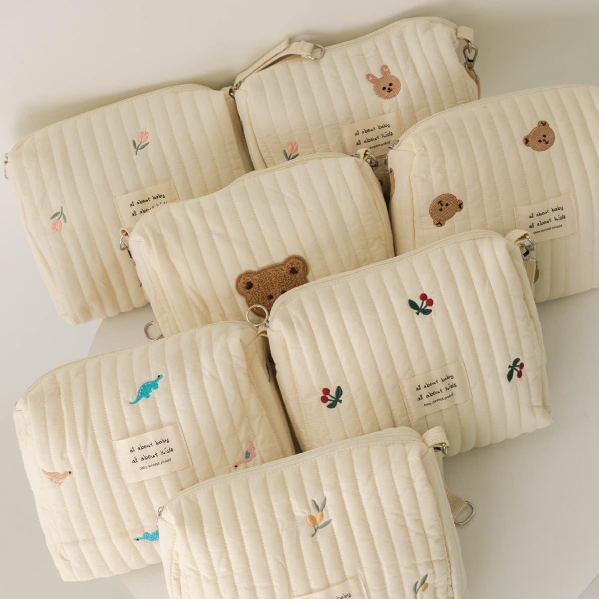 In stock zippered embroidered quilted diaper bag, baby stroller bag, diaper bag, travel portable tissue bag