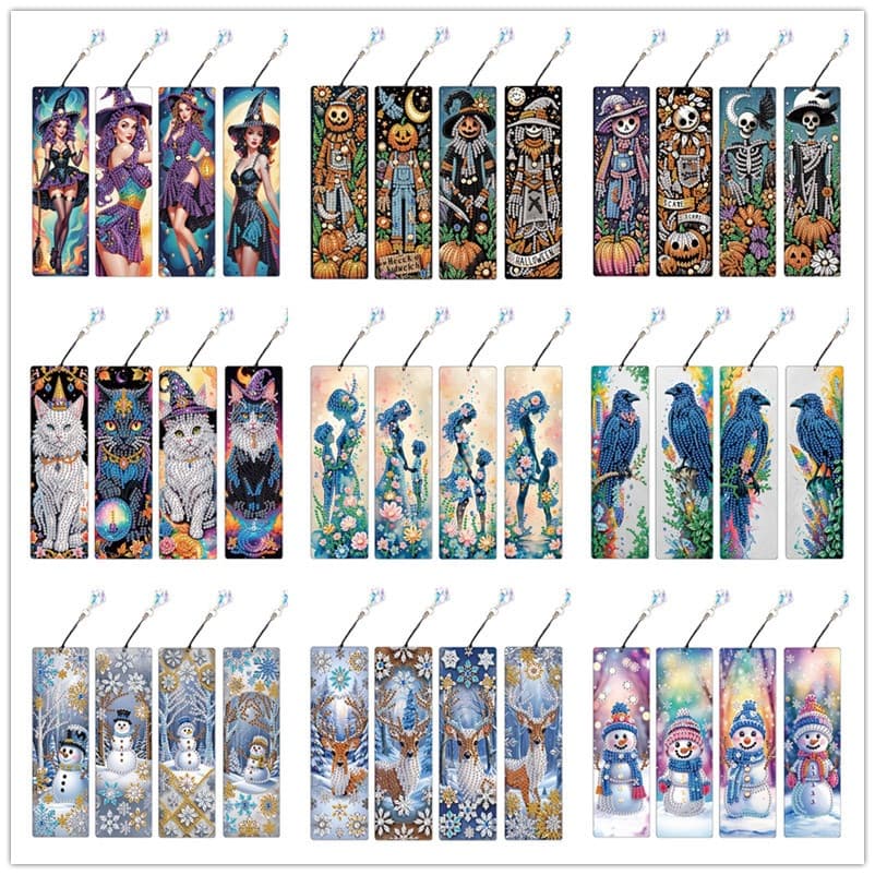 5D In-Stock Wholesale DIY Diamond Painting Christmas Bookmark Special-Shaped Drill Halloween Cartoon Mandala Flower Decoration