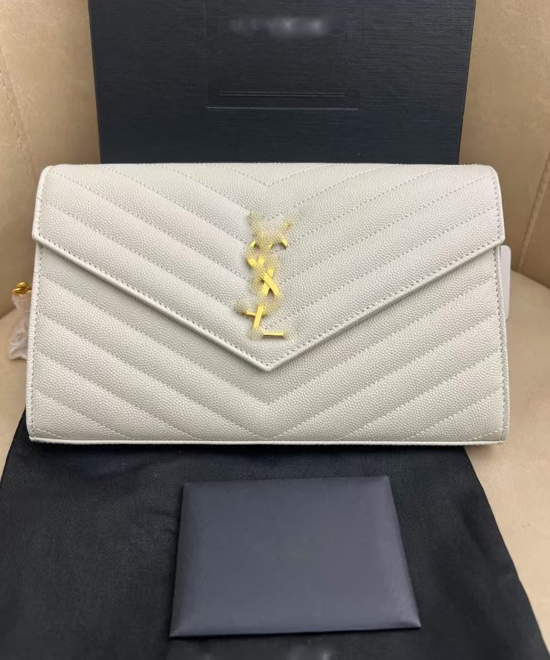 2024 Bestseller Classic YSL-Inspired Chanel-Style Women's Bag Textured Black Multi-Layer Card Holder Chain Bag