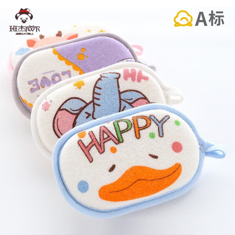 Baby bath cotton baby bath sponge children's bath towel bath ball bath wipe cartoon newborn sponge bath towel