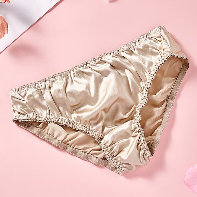 Silk Panties Women Triangle Panties Plus Size Seamless Panties Women Triangle Panties Crepe de Chine Thin Mulberry Silk Mid-Rise