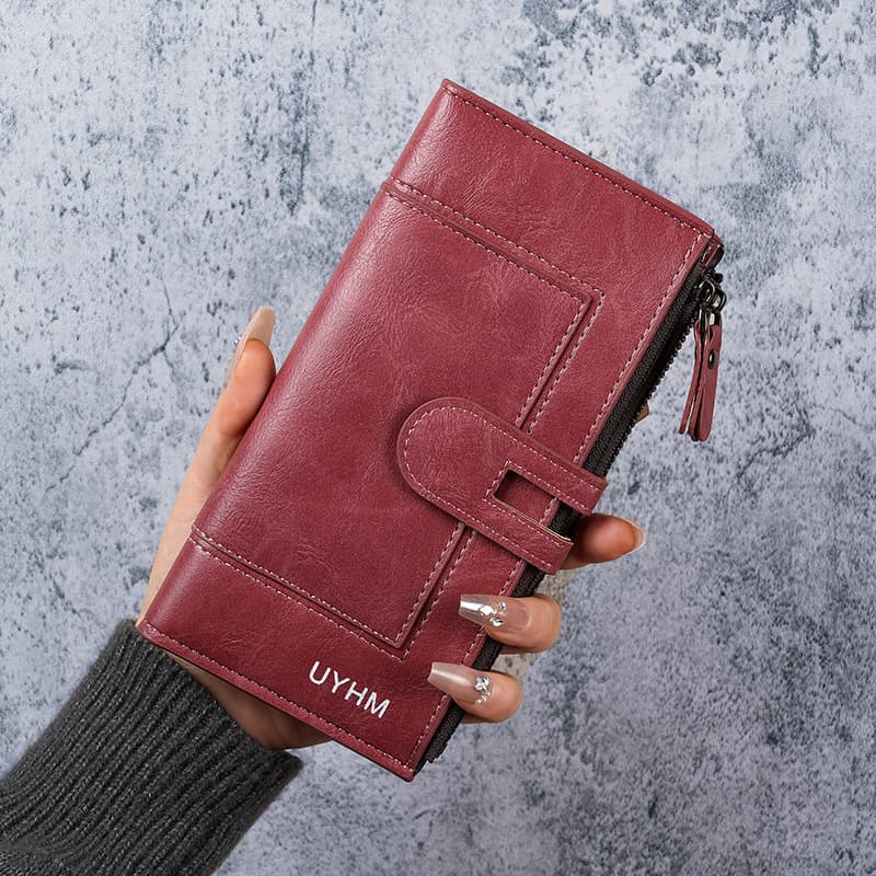 2024 New Women's Long Wallet European American Fashion Phone Bag PU Leather Multi-Card Slot Handbag Coin Purse