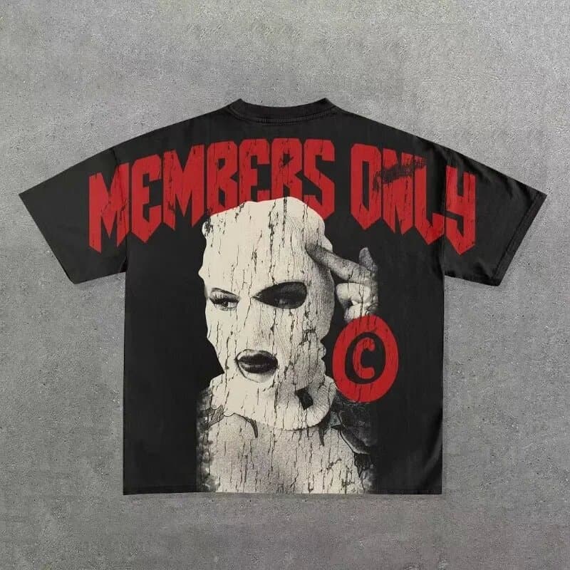 Cross-border E-commerce Y2K Harajuku Style Men's Hip Hop Graphic Print Heavy Cotton Punk Short Sleeve Casual T-Shirt