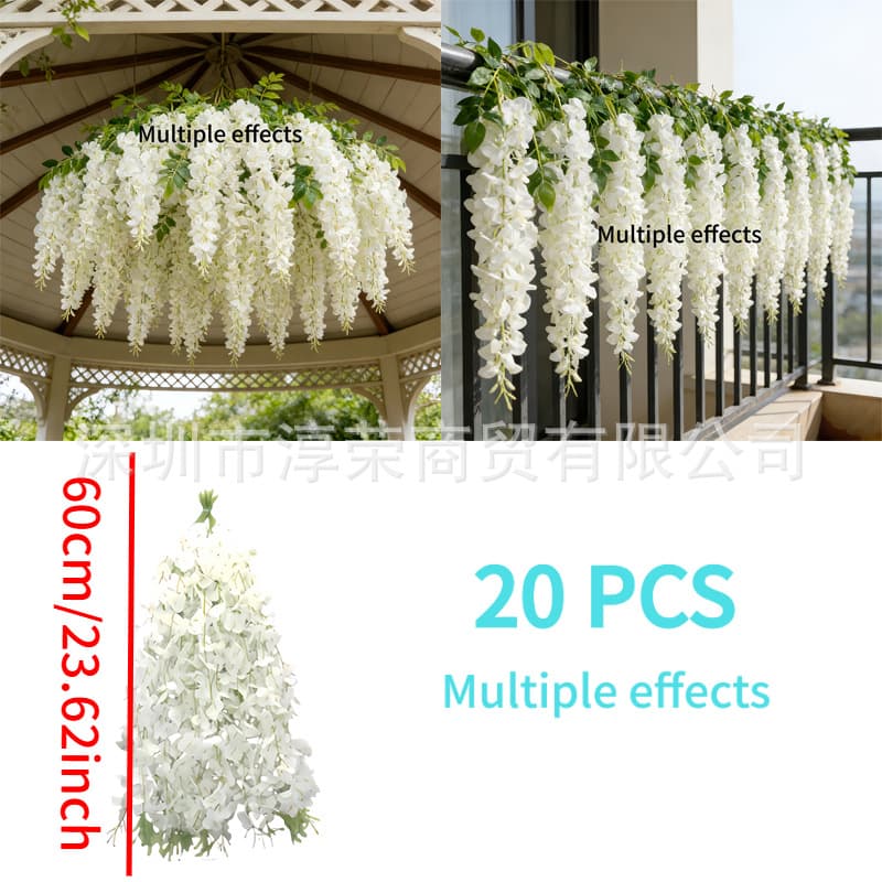 Cross-border Simulation Wisteria Violet Plastic Silk Flower Decorative Vine Plant Ceiling Hanging Wedding Artificial Flower Vine