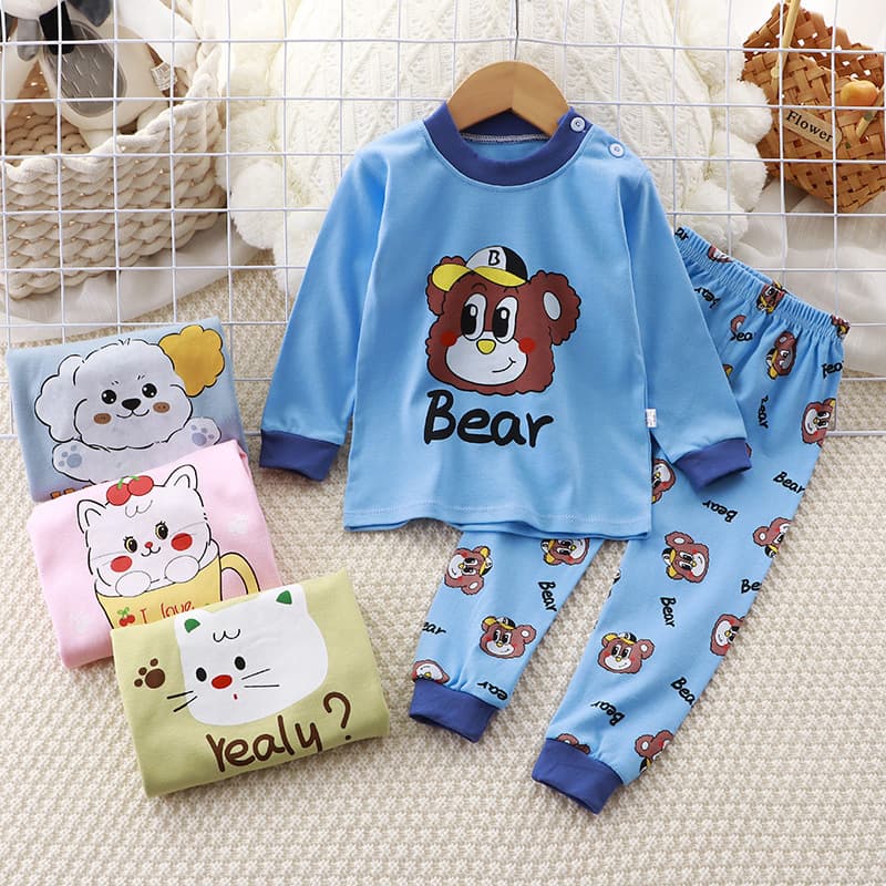 Children's underwear set, pure cotton, new style, boys' autumn pajamas, baby girl's autumn clothes, autumn trousers, home clothes, children's clothing wholesale