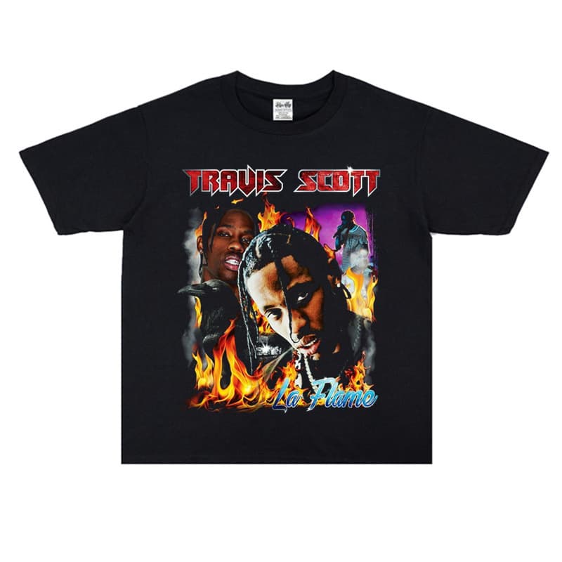 American hip-hop rapper Travis Scott heavy print loose T-shirt for men and women