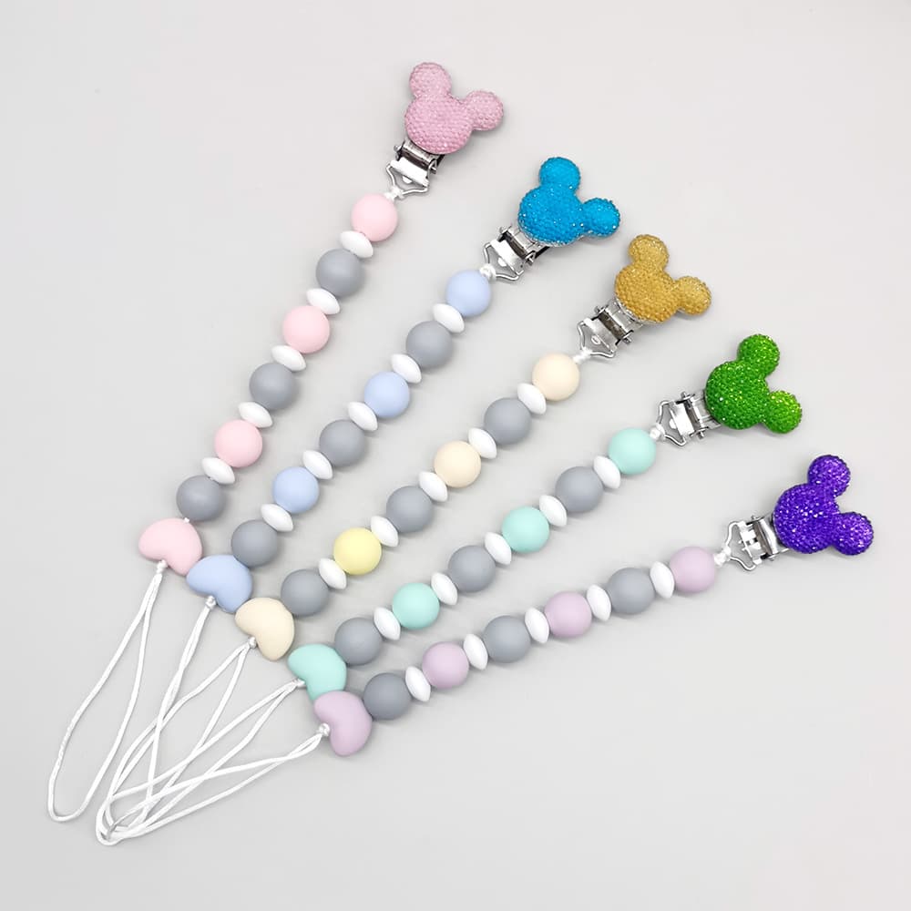 New baby products Mickey head pacifier clip toy teether baby comfort silicone love pacifier chain anti-fall chain