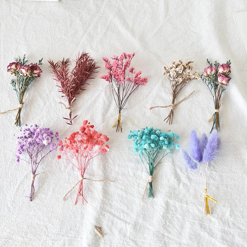 Baby's Breath Dried Flower Bouquet, Car Decoration, Rose Mini Bouquet, Desktop Ornament, DIY Preserved Flower Materials