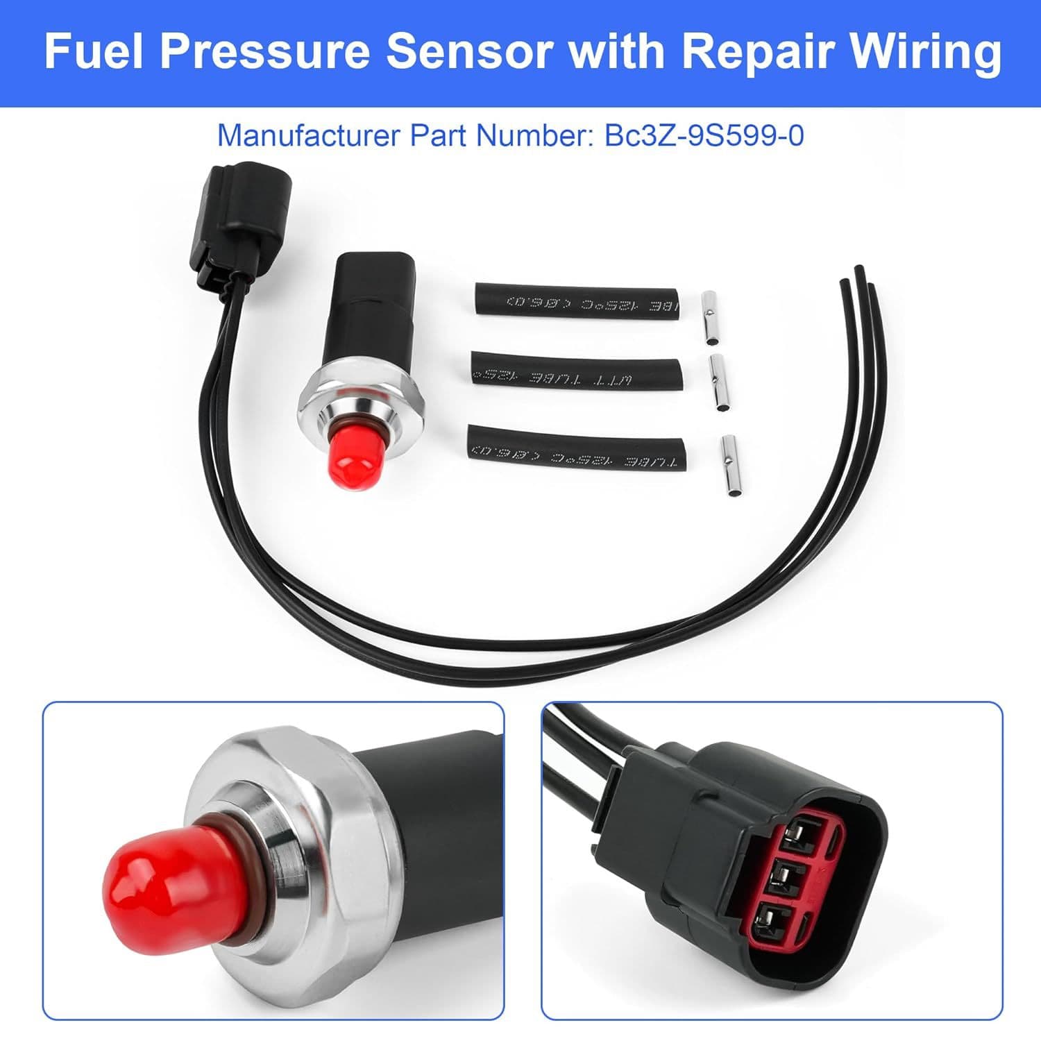 BC3Z-9S599-C Fuel Pressure Sensor with Repair Wiring Compatible with 2012-2016 Ford 6.7L
