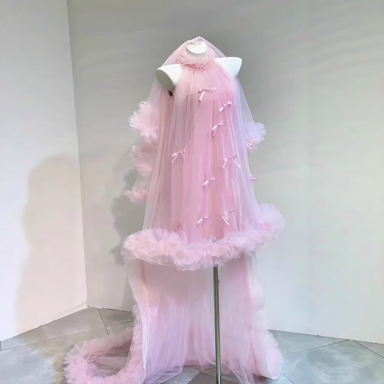 Pink Custom High-End Wedding Morning Gown, Light Luxury Train Evening Dress, Birthday Fairy Celebrity Style Gown