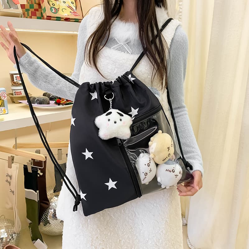 Adorable Large Capacity Drawstring Ita Bag, Niche Original Versatile Outing Backpack, Lightweight Travel Japanese Style Backpack Trend