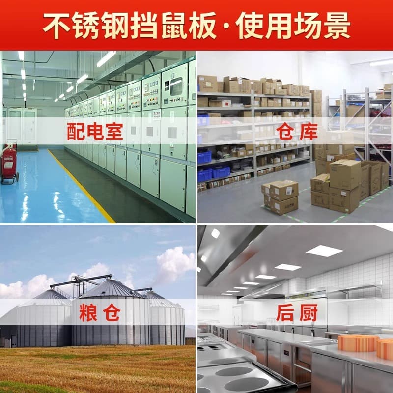 Stainless Steel Mouse Barrier, Aluminum Alloy Mouse Guard Door Stop for Power Distribution Rooms, Kitchens, Household, Kindergarten Storage Rooms