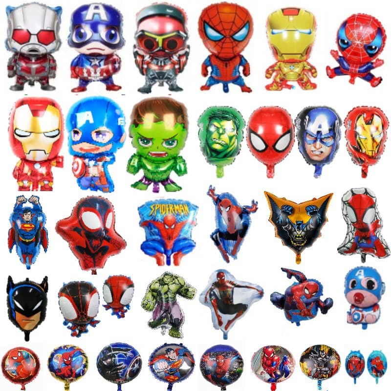 Avengers Aluminum Foil Balloon Set - Captain America, Iron Man, Spider-Man, Ant-Man, Falcon Birthday Party Decorations