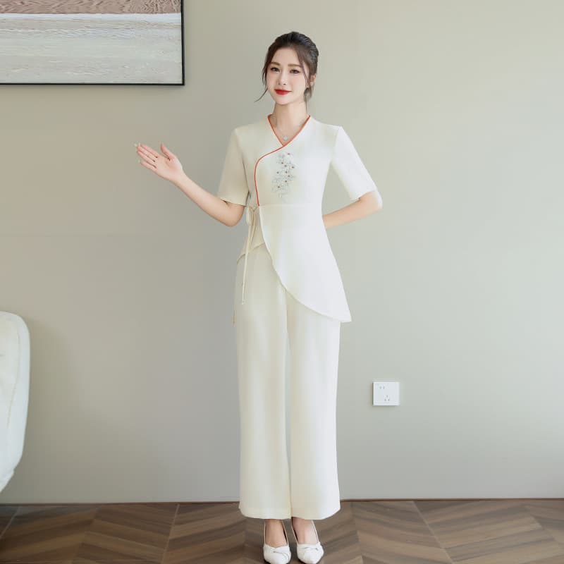 A9073 Spring/Summer Beauty Salon & Wellness Center Technician Work Uniform, Foot Bath Technician Work Clothes, Women's Foot Massage Slimming Set