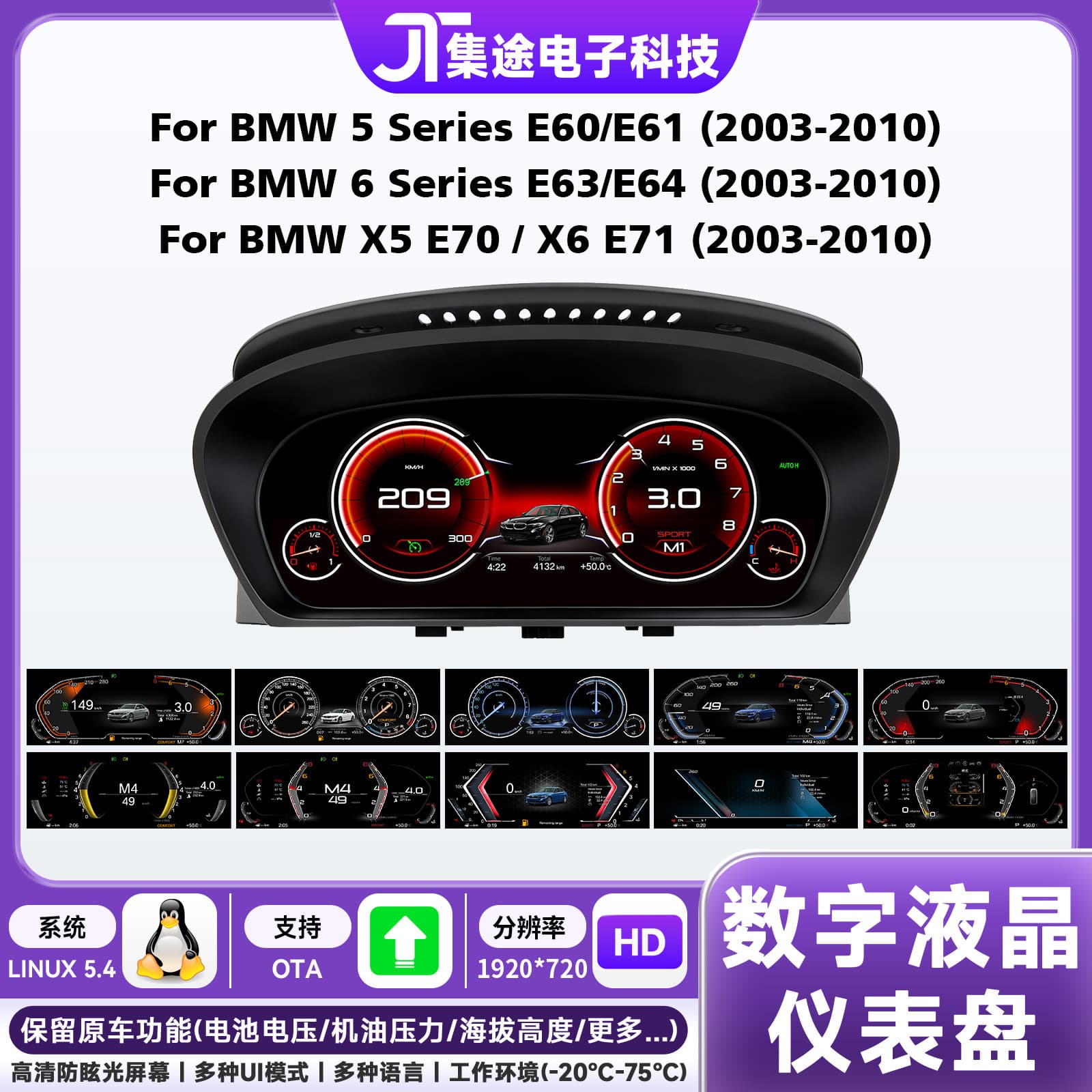 For BMW E60/E70/E71 BMW Old 5 Series X5 X6 Upgrade LCD Car Dashboard