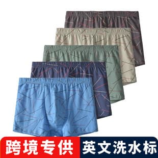 [Cross-Border Exclusive] Men's Underwear Cotton Breathable Blue Cotton Mid-Waist Youth Briefs, Flat Angle Cotton Underwear